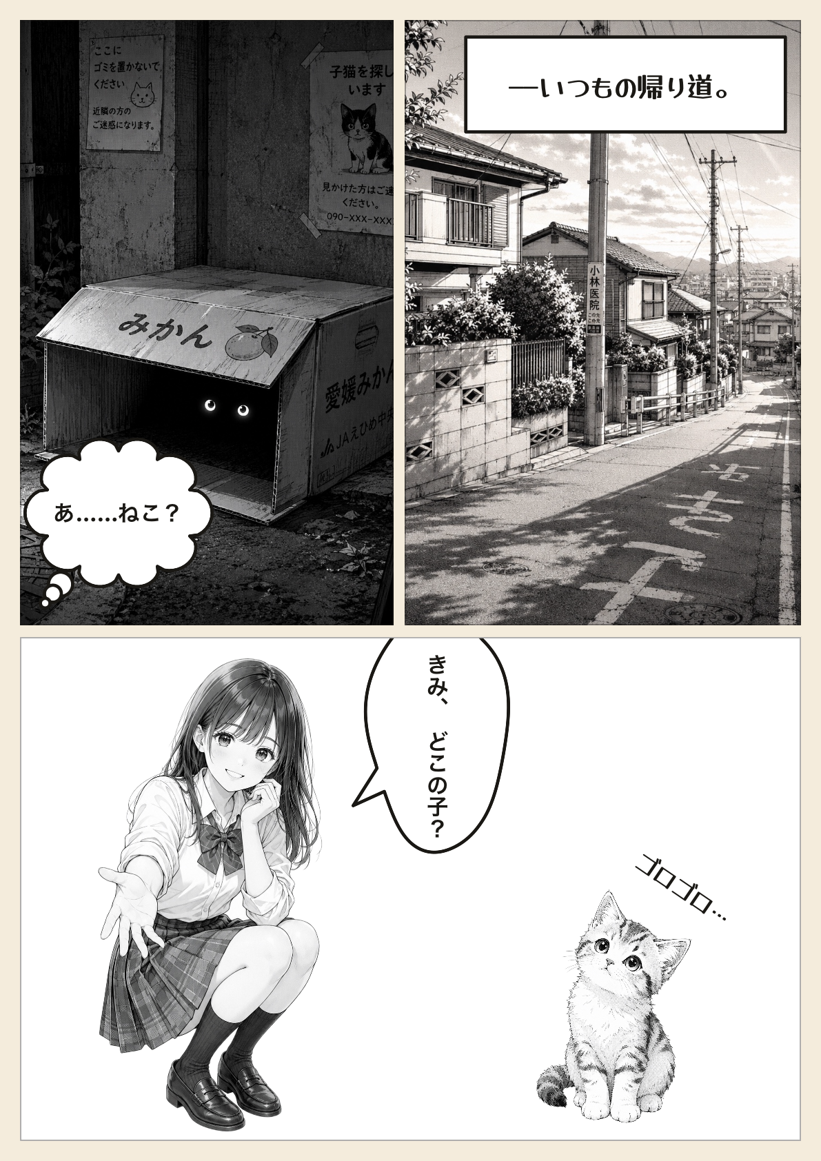 日常「ねこと、放課後。」の完成ページ